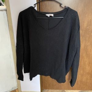 Slightly cropped waffle pullover